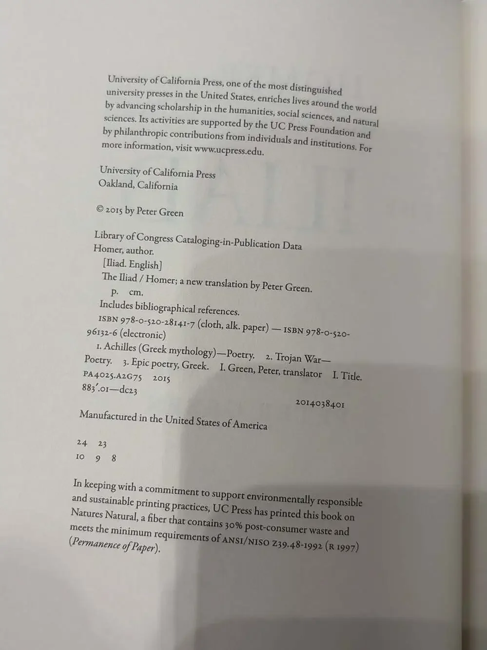 University of California Press hardcover edition